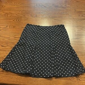 NWT LIZ & CO black polka dots fit flare 1/2 pleated  skirt lined side zipper 16